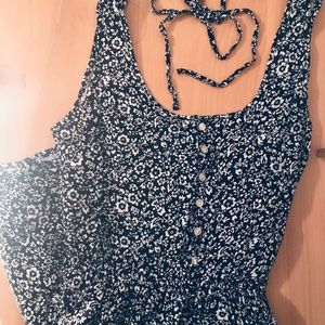 Navy sundress with white floral design